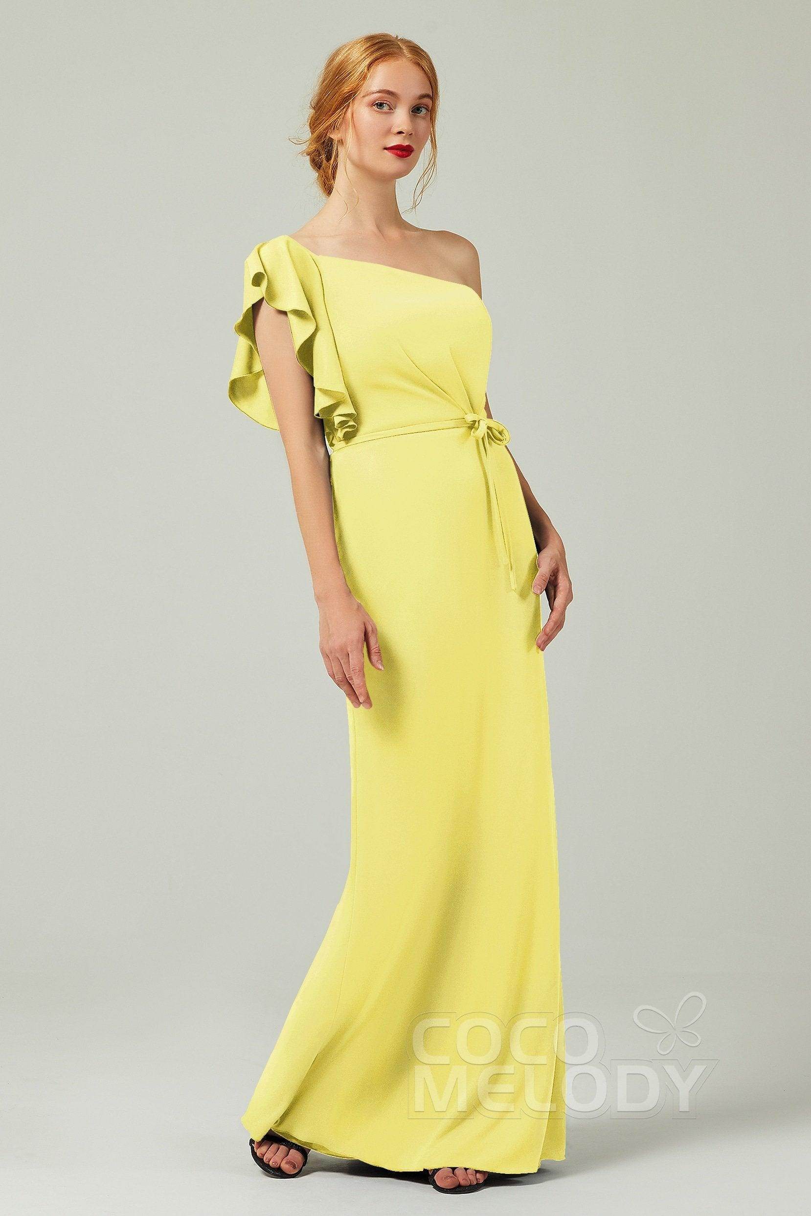 Sheath-Column Floor Length Chiffon Bridesmaid Dress Formal Dresses CB0361 - COCOMELODY